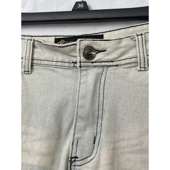 Rocawear Denim Jean Streetwear Shorts Men's Size 30 Light Blue Zip Up Distressed - Picture 5 of 15